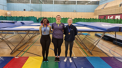 Kingston College Trampolining Silver in Borough Competition 