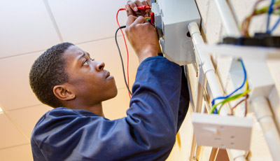Students wiring a socket
